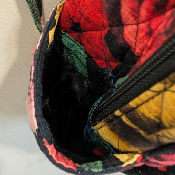 Vera Bradley Quilted Backpack Red Yellow Havana Rose Pattern Travel Brunch Bold - Picture 7 of 9